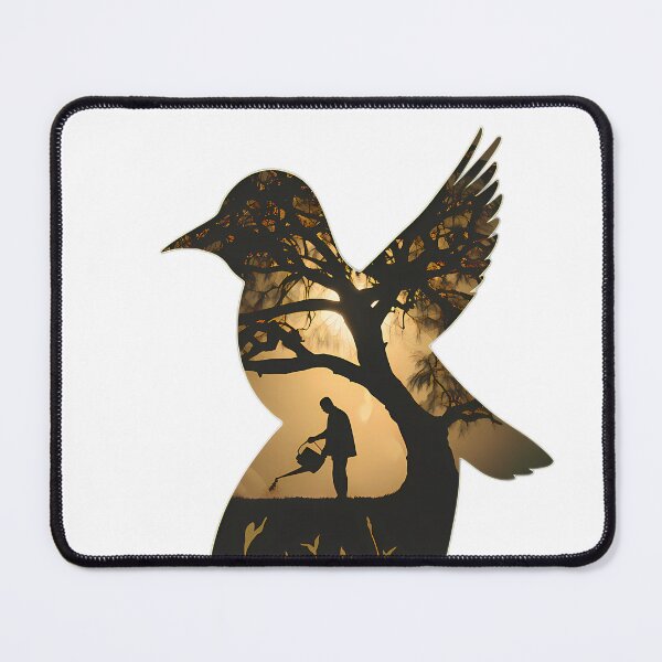 Item preview, Peaceful Dawn Gardener Silhouette with Bird Wings designed and sold by Common-Standard.