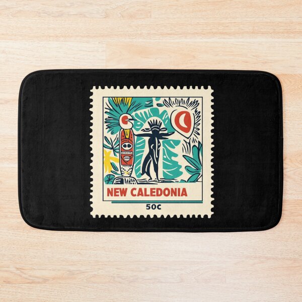Item preview, Vintage New Caledonia Postage Stamp Art - Kanak Totem & Tropical Flora designed and sold by tiigerdad.
