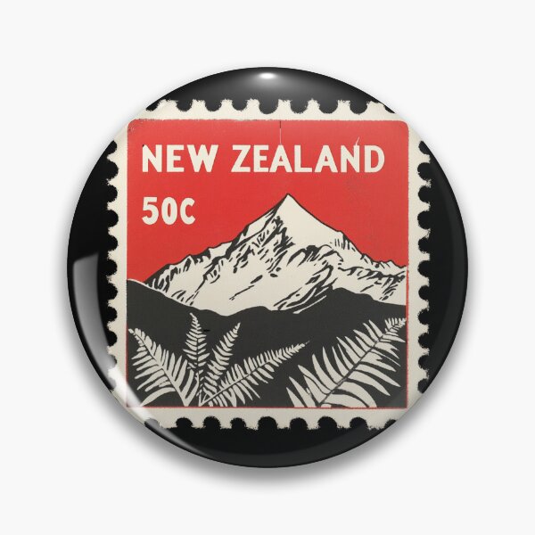 Item preview, Vintage New Zealand Postage Stamp Art - Mount Cook & Silver Fern designed and sold by tiigerdad.