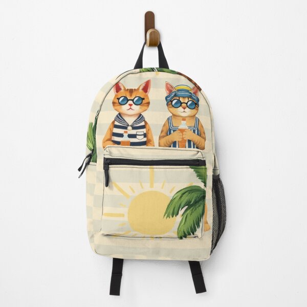 Item preview, Anthropomorphic Cat Couple on a Beach | Summer Vacation designed and sold by UnhingedBird.
