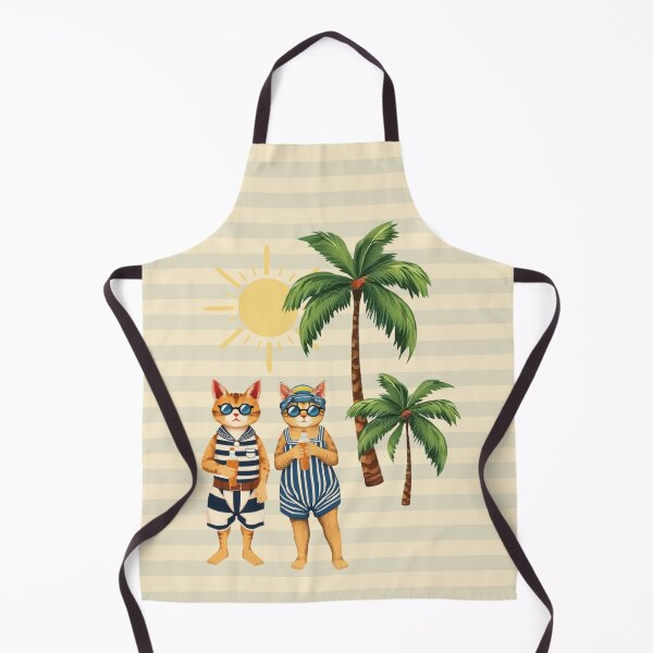 Item preview, Anthropomorphic Cat Couple on a Beach | Summer Vacation designed and sold by UnhingedBird.