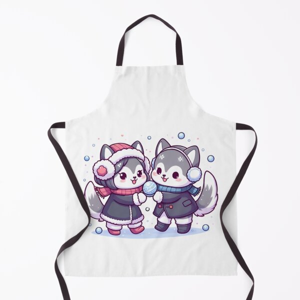 Item preview, Lindos lobos de invierno jugando - Ilustración kawaii de husky en la nieve designed and sold by Good Vibes .