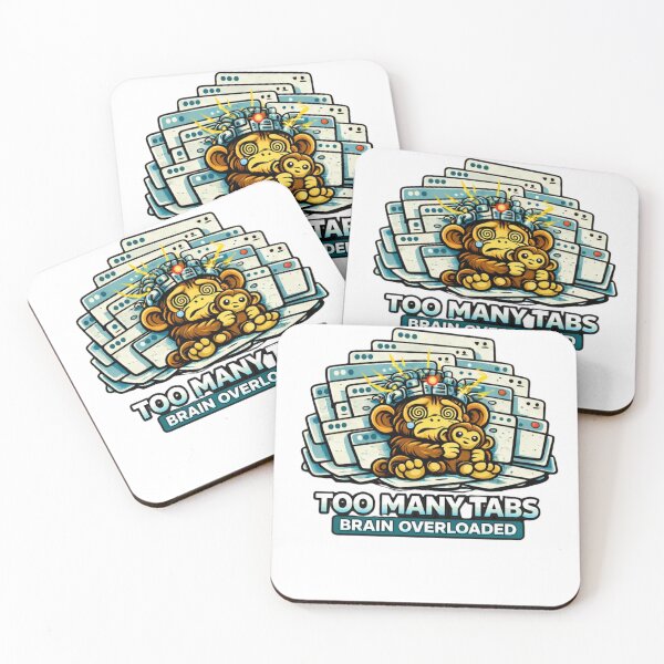 Item preview, Too Many Tabs Brain Overloaded Cute Monkey Tech Humor designed and sold by AgnesDream.