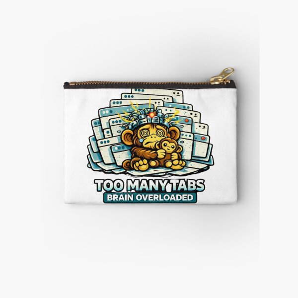 Item preview, Too Many Tabs Brain Overloaded Cute Monkey Tech Humor designed and sold by AgnesDream.
