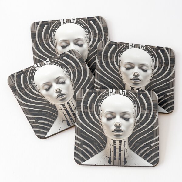 Item preview, AI Consciousness – Monochrome Futuristic Portrait designed and sold by Basajaun Studio.