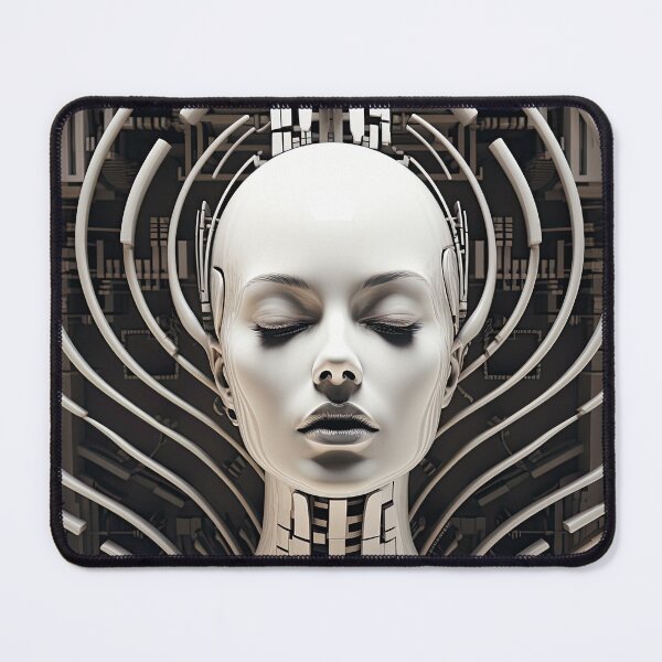 Item preview, AI Consciousness – Monochrome Futuristic Portrait designed and sold by Basajaun Studio.