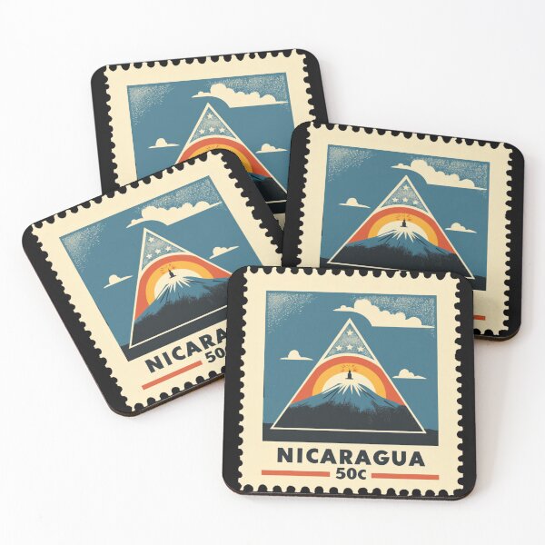 Item preview, Vintage Nicaragua Postage Stamp Art - Volcano & Rainbow designed and sold by tiigerdad.