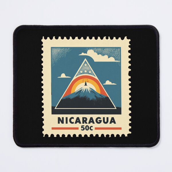Item preview, Vintage Nicaragua Postage Stamp Art - Volcano & Rainbow designed and sold by tiigerdad.