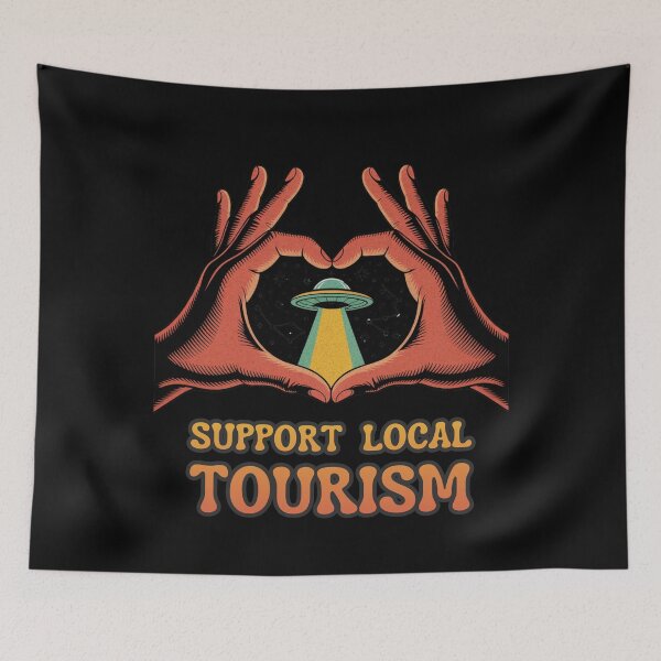 Item preview, Support Local Tourism UFO Retro Shirt designed and sold by SideEye Co.
