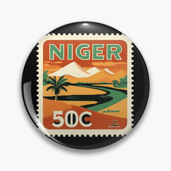 Item preview, Vintage Niger Postage Stamp Art - Saharan Dunes & River Oasis designed and sold by tiigerdad.