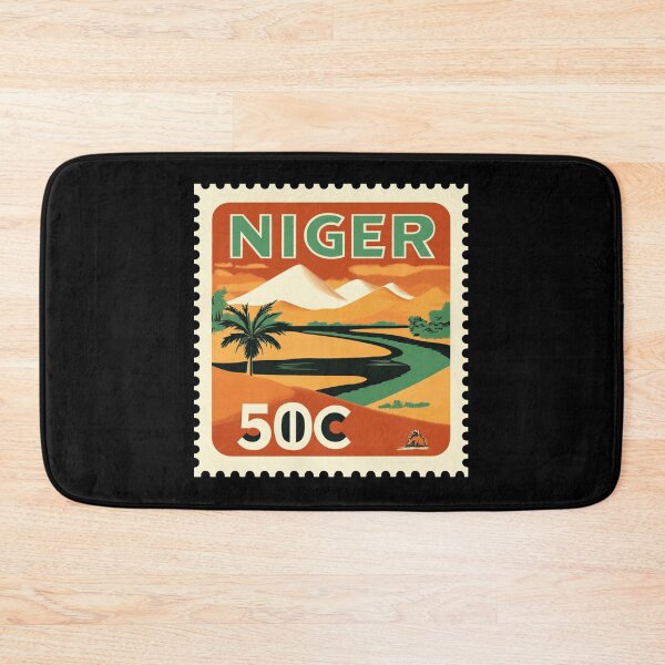 Item preview, Vintage Niger Postage Stamp Art - Saharan Dunes & River Oasis designed and sold by tiigerdad.