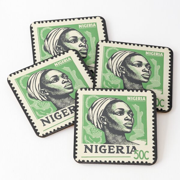 Item preview, Vintage Nigeria Postage Stamp Art - Traditional Gele Portrait designed and sold by tiigerdad.