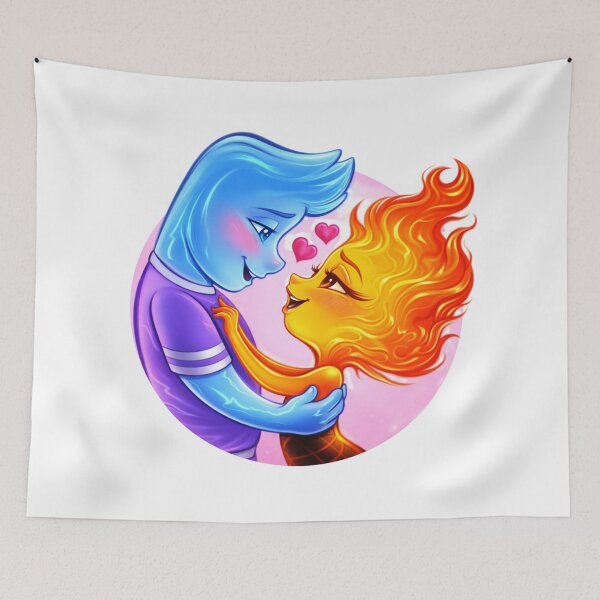 Item preview, Elemental Opposites - Romantic Illustration of Fire and Water designed and sold by Skully-Studio.
