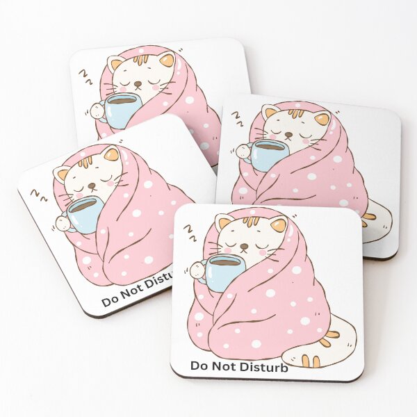 Item preview, Cute Cozy Cat Blanket “Do Not Disturb” Kawaii Sleeping Cat designed and sold by CozyMomDesigns.