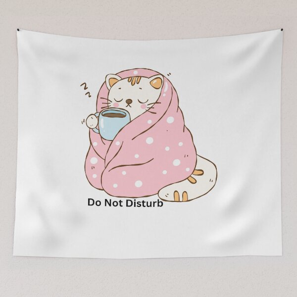 Item preview, Cute Cozy Cat Blanket “Do Not Disturb” Kawaii Sleeping Cat designed and sold by CozyMomDesigns.