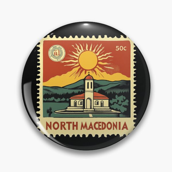 Item preview, Vintage North Macedonia Postage Stamp Art - Sun & Orthodox Church designed and sold by tiigerdad.