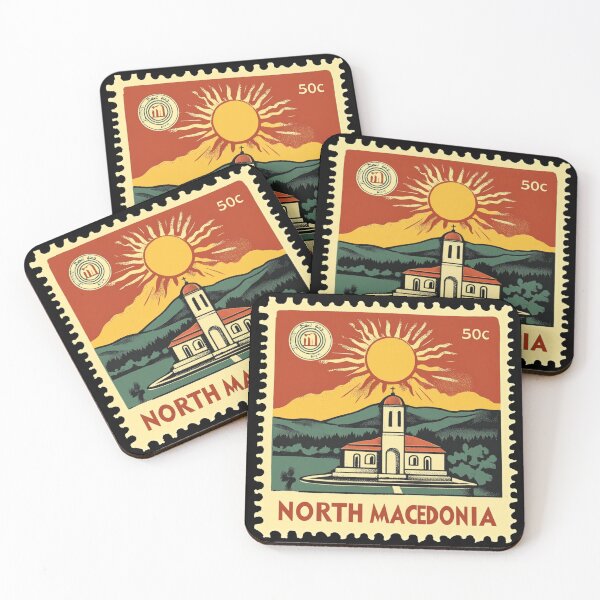 Item preview, Vintage North Macedonia Postage Stamp Art - Sun & Orthodox Church designed and sold by tiigerdad.