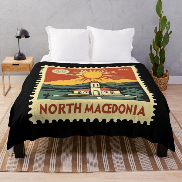 Item preview, Vintage North Macedonia Postage Stamp Art - Sun & Orthodox Church designed and sold by tiigerdad.