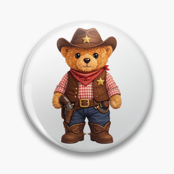 Item preview, Cute Western Sheriff Cowboy Teddy Bear with Gun and Star Badges Illustration designed and sold by CuteBear87.