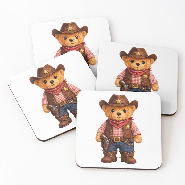 Item preview, Cute Western Sheriff Cowboy Teddy Bear with Gun and Star Badges Illustration designed and sold by CuteBear87.