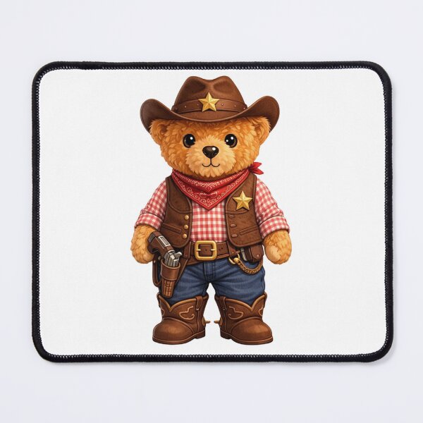 Item preview, Cute Western Sheriff Cowboy Teddy Bear with Gun and Star Badges Illustration designed and sold by CuteBear87.