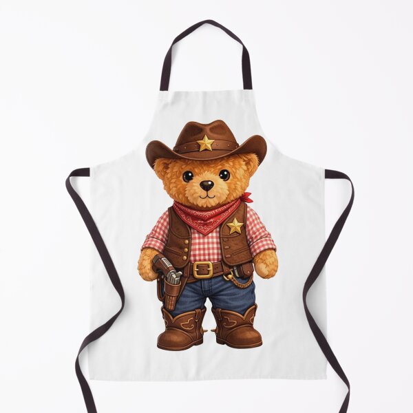 Item preview, Cute Western Sheriff Cowboy Teddy Bear with Gun and Star Badges Illustration designed and sold by CuteBear87.