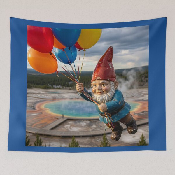 Item preview, Gnome Flies Over the Grand Prismatic Spring, Yellowstone designed and sold by Tridentulus.