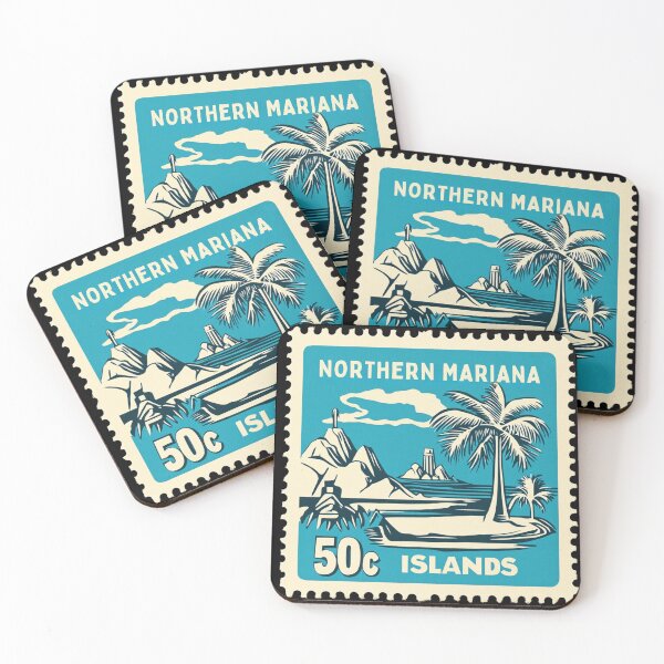 Item preview, Vintage Northern Mariana Islands Postage Stamp Art - Latte Stone & Lagoon designed and sold by tiigerdad.