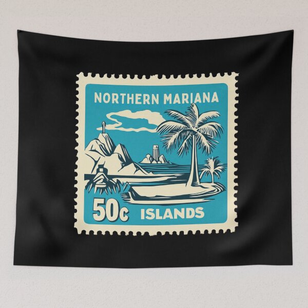 Item preview, Vintage Northern Mariana Islands Postage Stamp Art - Latte Stone & Lagoon designed and sold by tiigerdad.