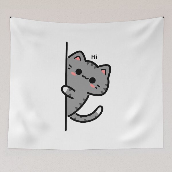 Item preview, Cute Peeking Cat Kawaii Side Peek Kitty Design designed and sold by CozyMomDesigns.