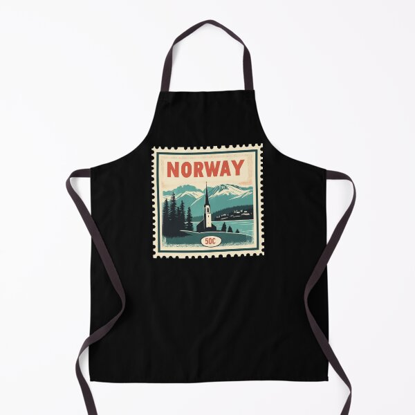 Item preview, Vintage Norway Postage Stamp Art - Fjord & Stave Church designed and sold by tiigerdad.