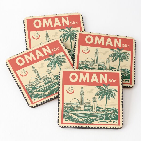 Item preview, Vintage Oman Postage Stamp Art - Grand Mosque & Desert Palm designed and sold by tiigerdad.