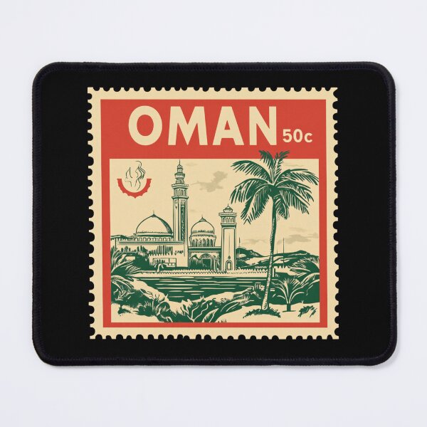 Item preview, Vintage Oman Postage Stamp Art - Grand Mosque & Desert Palm designed and sold by tiigerdad.