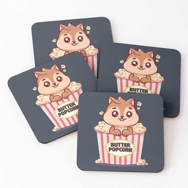 Item preview, Cute Kawaii Squirrel in Butter Popcorn Bucket Movie Snack designed and sold by Tiny-roar-studio.