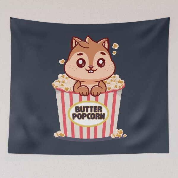 Item preview, Cute Kawaii Squirrel in Butter Popcorn Bucket Movie Snack designed and sold by Tiny-roar-studio.