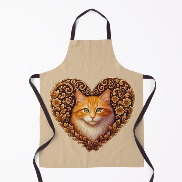 Item preview, Majestic Orange Cat in Ornate Golden Heart Frame designed and sold by Good Vibes .