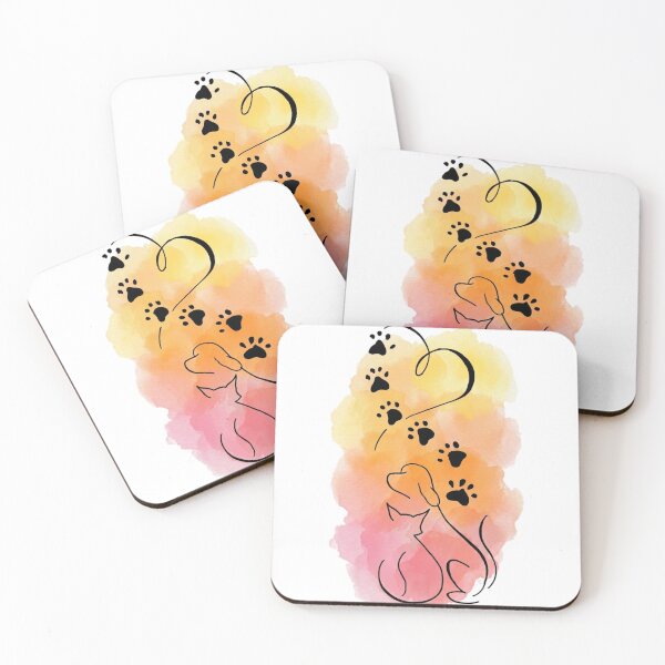 Item preview, Eternal Friendship - Silhouettes of a Dog and Cat in Warm Watercolor designed and sold by Skully-Studio.