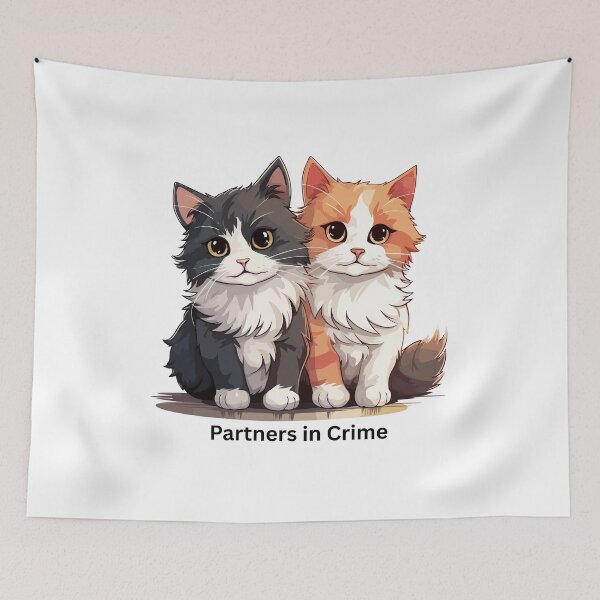 Item preview, Cute Fluffy Cat Duo Illustration Cat Lovers Gift Design designed and sold by CozyMomDesigns.
