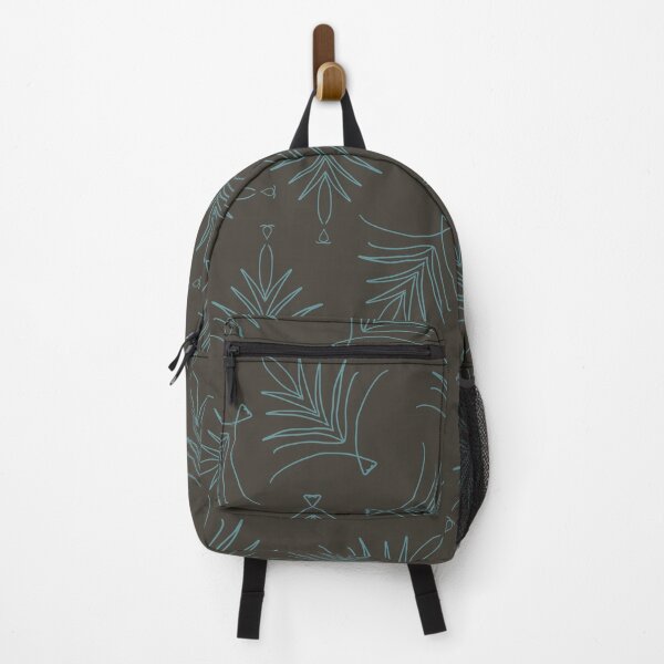 Item preview, Original floral pattern with dark brown background and turquoise designs designed and sold by Aratena.