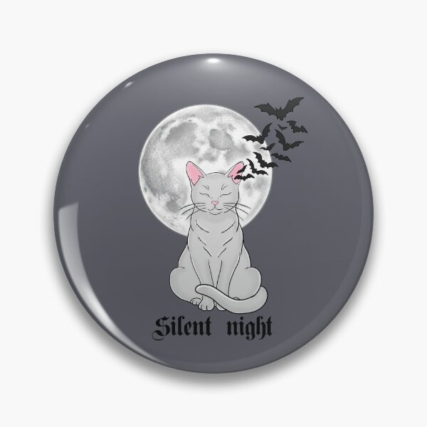 Item preview, Silent Night Cat | Moonlight Bat Aesthetic Grey Cat Design designed and sold by BlackCat Vibe.