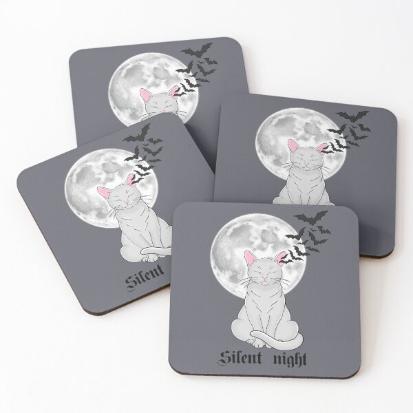 Item preview, Silent Night Cat | Moonlight Bat Aesthetic Grey Cat Design designed and sold by BlackCat Vibe.