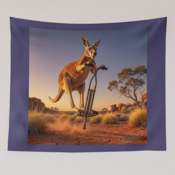 Item preview, Happy Kangaroo Hops on Pogo Stick  designed and sold by Tridentulus.