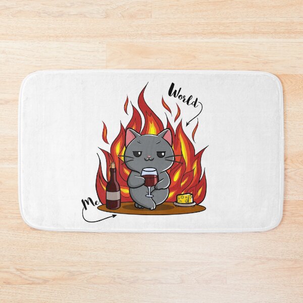 Item preview, World On Fire Cat | This Is Fine Cat Meme Wine Cat Design designed and sold by BlackCat Vibe.
