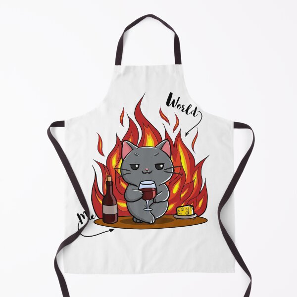 Item preview, World On Fire Cat | This Is Fine Cat Meme Wine Cat Design designed and sold by BlackCat Vibe.