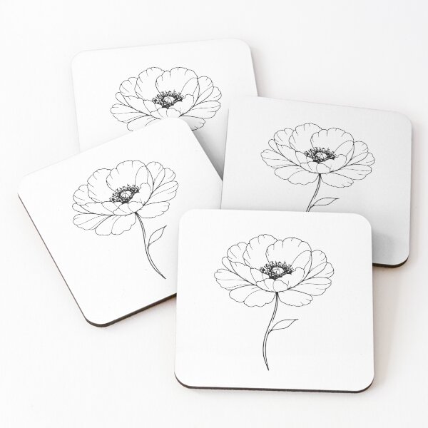 Item preview,  Red Poppy Flower Sticker – Bright Botanical Art Design line art designed and sold by SoftMuse Designs.