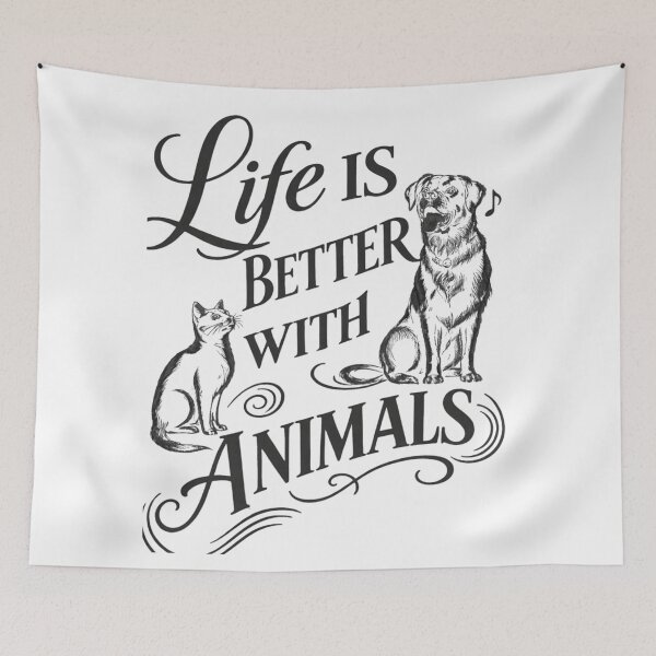 Item preview, Life Is Better With Animals – Cat & Dog Lover Quote Design designed and sold by bazstees54.
