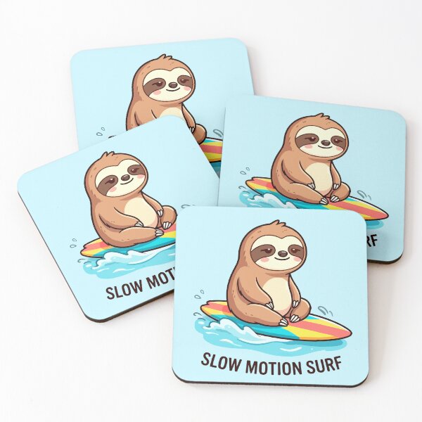 Item preview, Cute Sloth Surfing Kawaii "Slow Motion Surf" Pun Art designed and sold by Tiny-roar-studio.