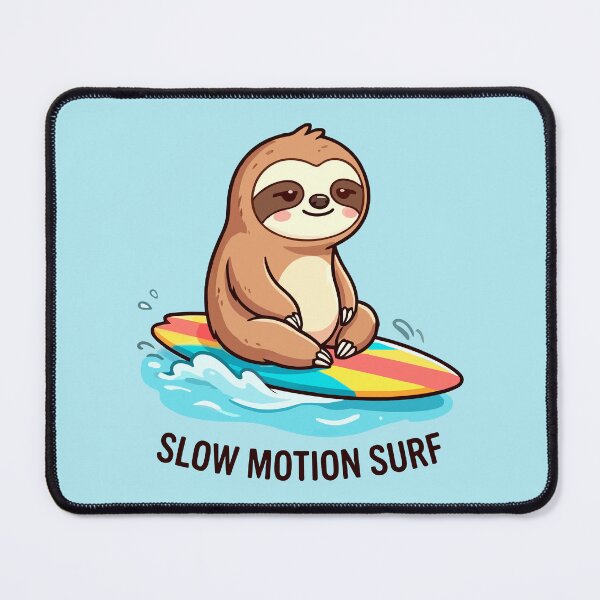 Artikelvorschau, Niedliches Faultier surft – Kawaii-Wortspiel: „Slow Motion Surf“ entworfen und verkauft von Tiny-roar-studio.