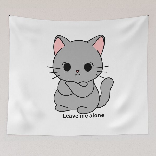 Item preview, Cute Angry Cat “Leave Me Alone” Kawaii Attitude Cat Design designed and sold by CozyMomDesigns.