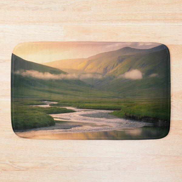 Item preview, Golden Hour Mountain Valley Landscape with River and Mist designed and sold by M&M Lifestyle Hub.